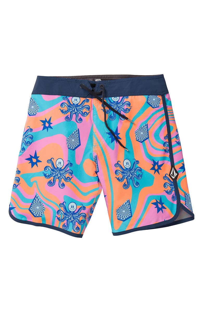 Volcom Kids' Ooctoparty Scallop Mod Board Shorts, Main, color,