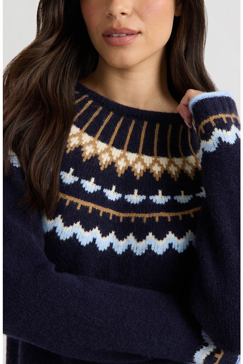 Fair Isle Crewneck Sweater, Alternate, color, DARK NAVY FAIR ISLE