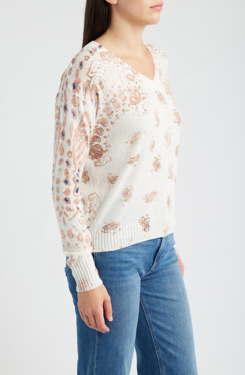 NIC+ZOE Paisley V-Neck Sweater, Alternate, color, Pink Multi