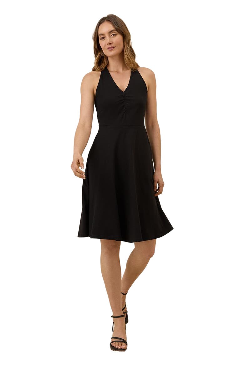 Organic Cotton Fit & Flare Gathered Halter Dress, Main, color, Black