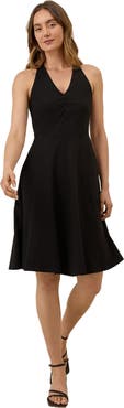 Pact Organic Cotton Fit & Flare Gathered Halter Dress