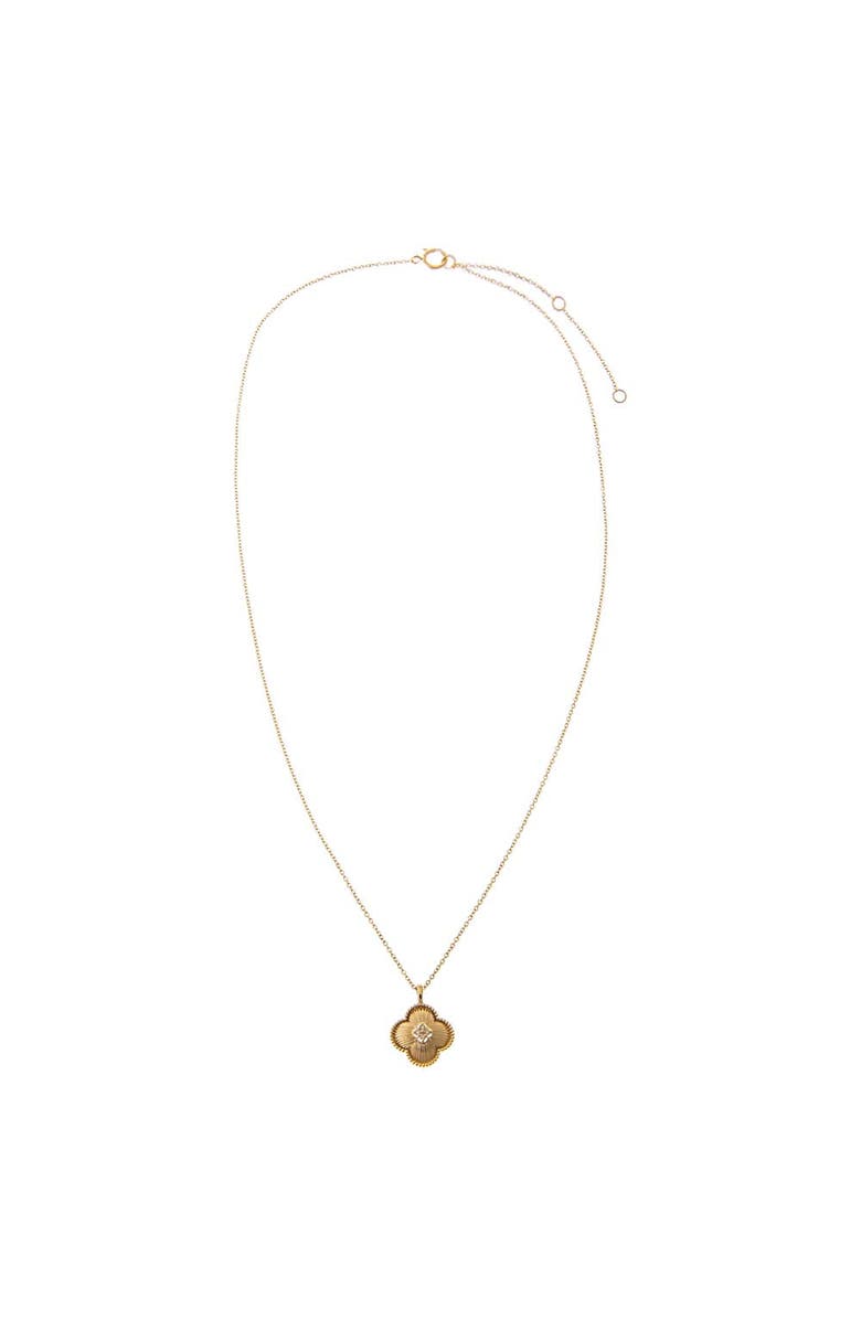 BY ADINA EDEN Diamond Colored Stone 3D Clover Necklace 14K, Alternate, color, 