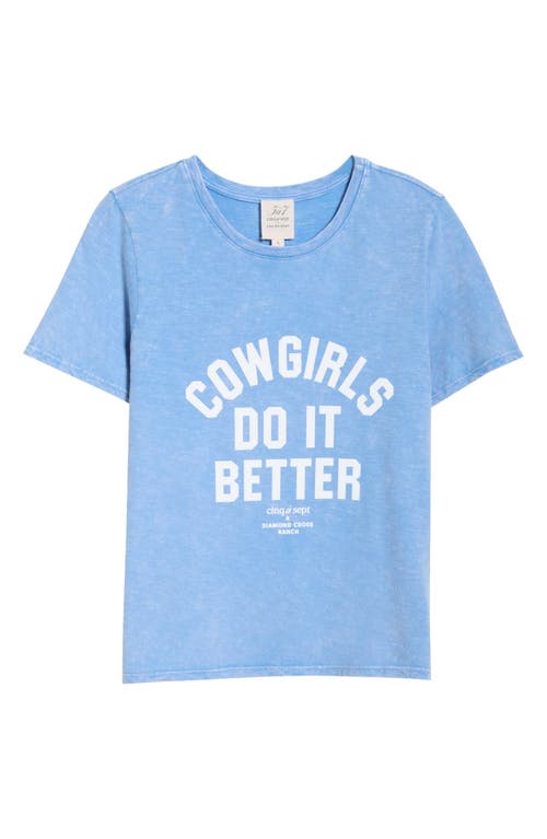 Cinq À Sept Garment Dyed Cotton Graphic Shrunken T-shirt In Blue