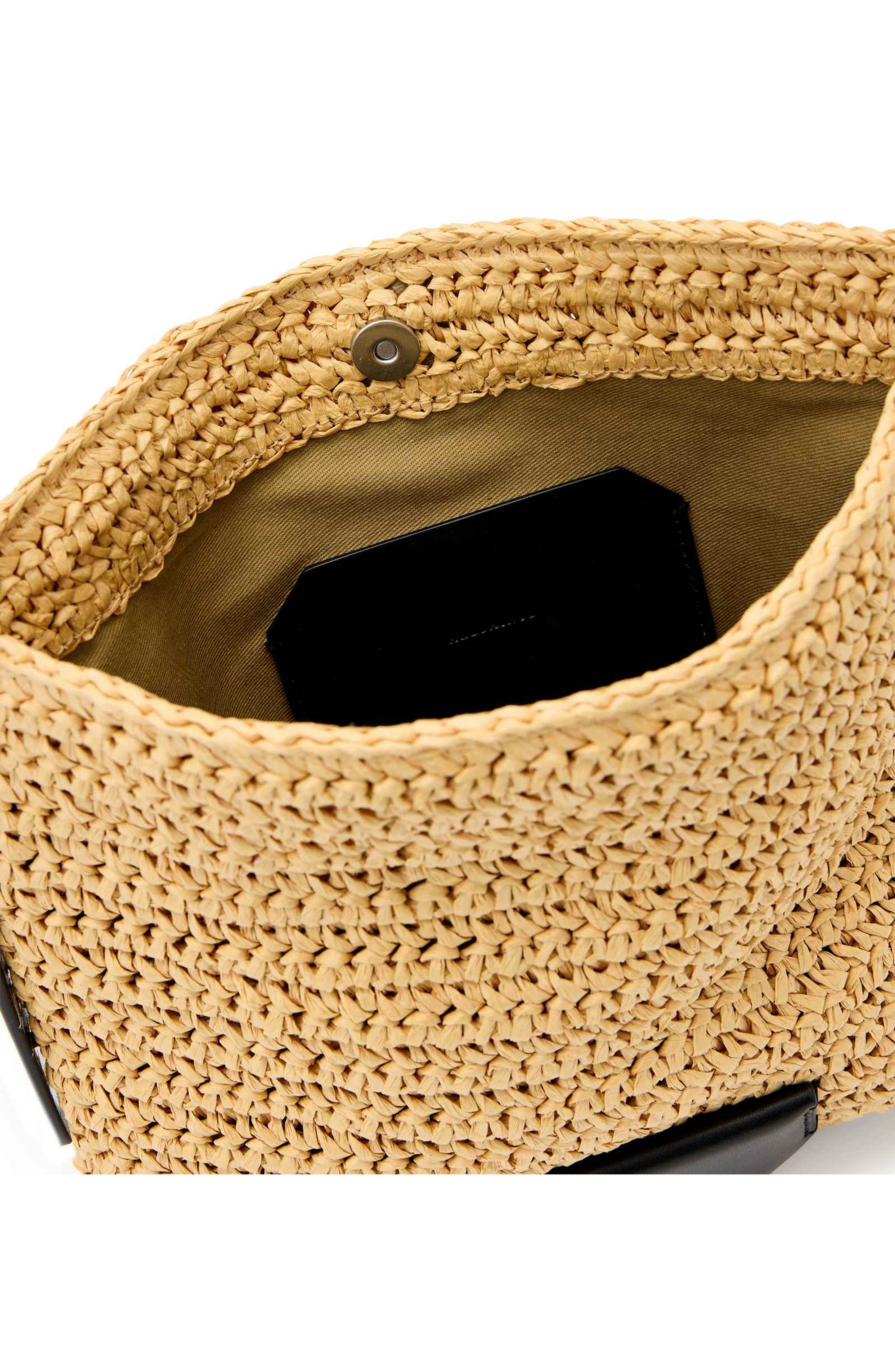 AllSaints Mini Asha Paper Straw Shoulder Bag, Alternate, color, Natural