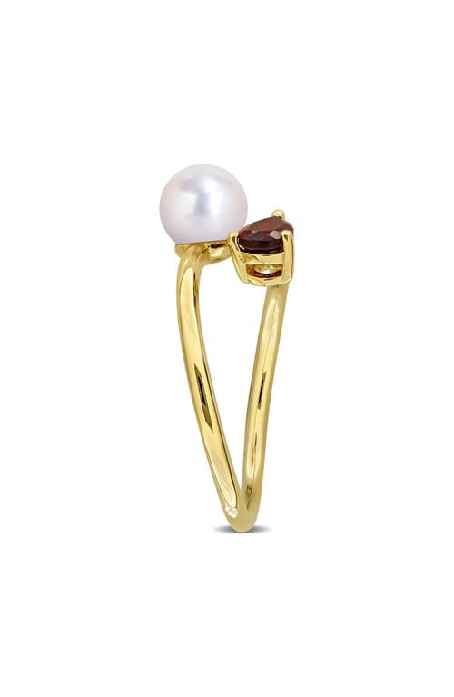 Delmar Cultured Pearl & Semiprecious Stone Crossover Ring In Red