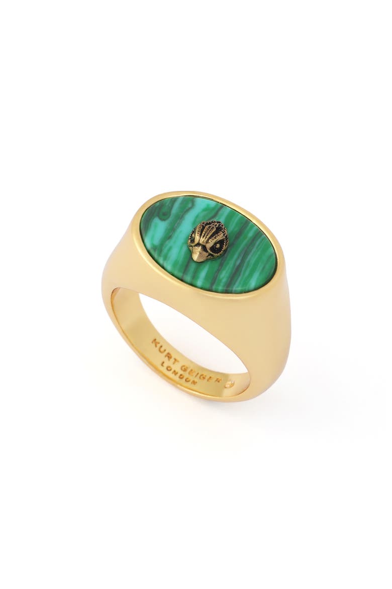 Eagle Head Signet Ring, Alternate, color, GREEN