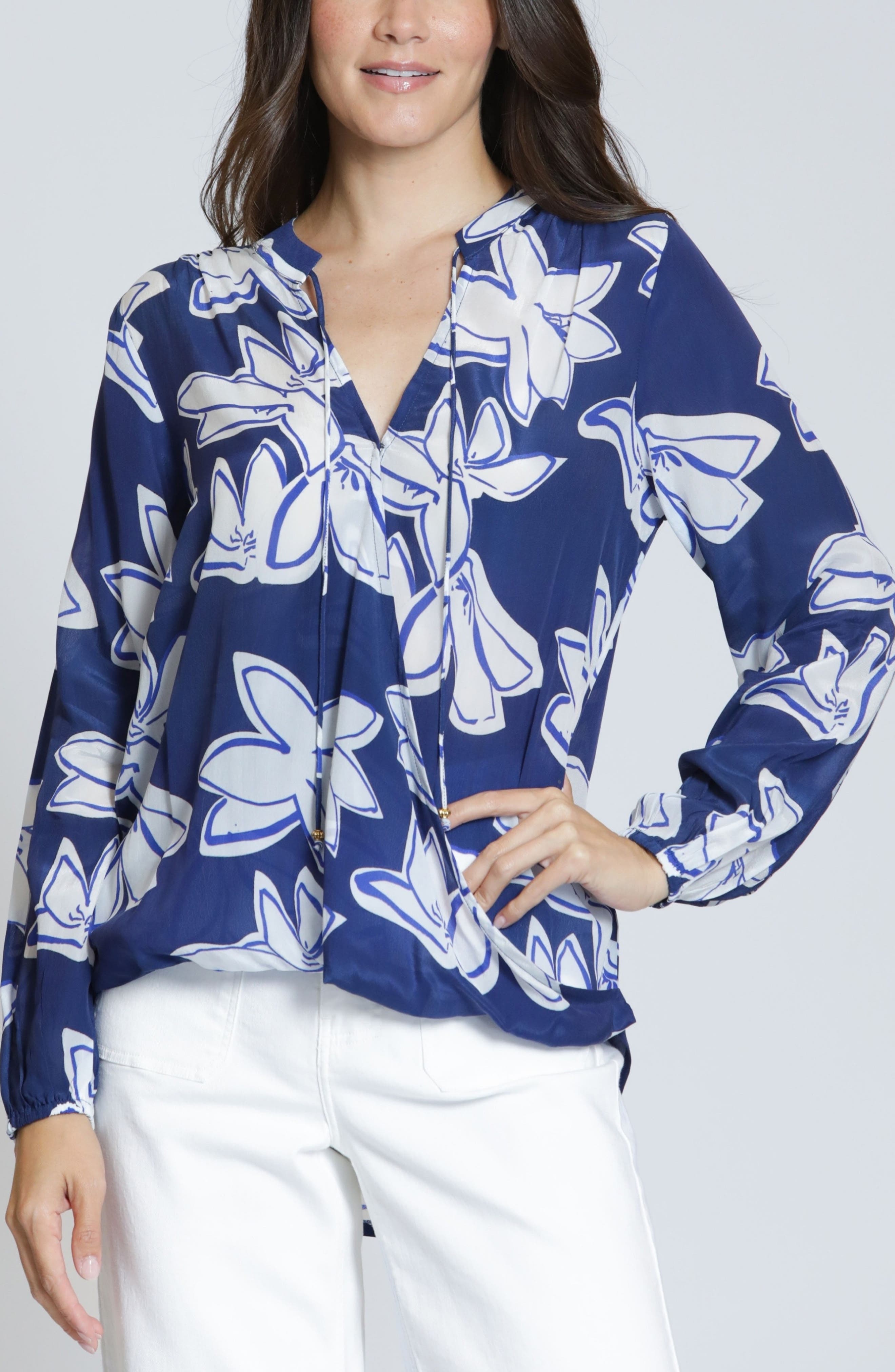 Print Surplice Neck Top - image 5