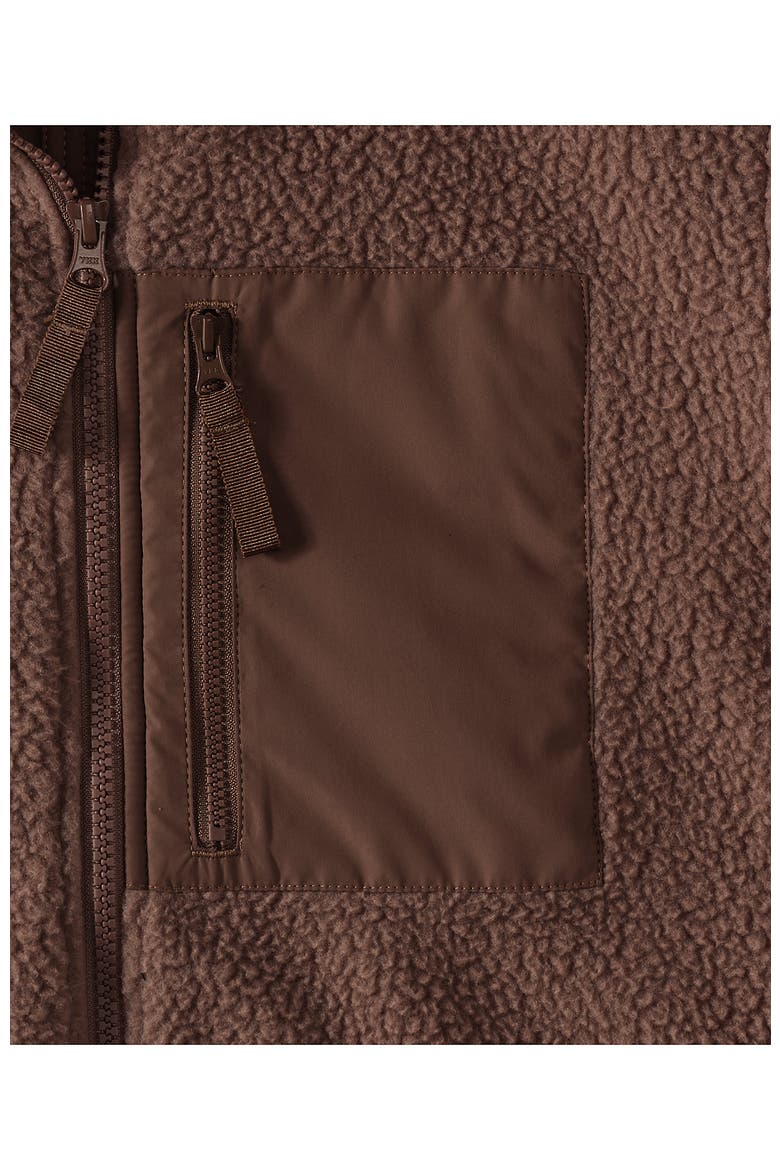 High Pile Fleece Quilted Mixed Media Parka, Alternate, color, Dark Walnut Brown
