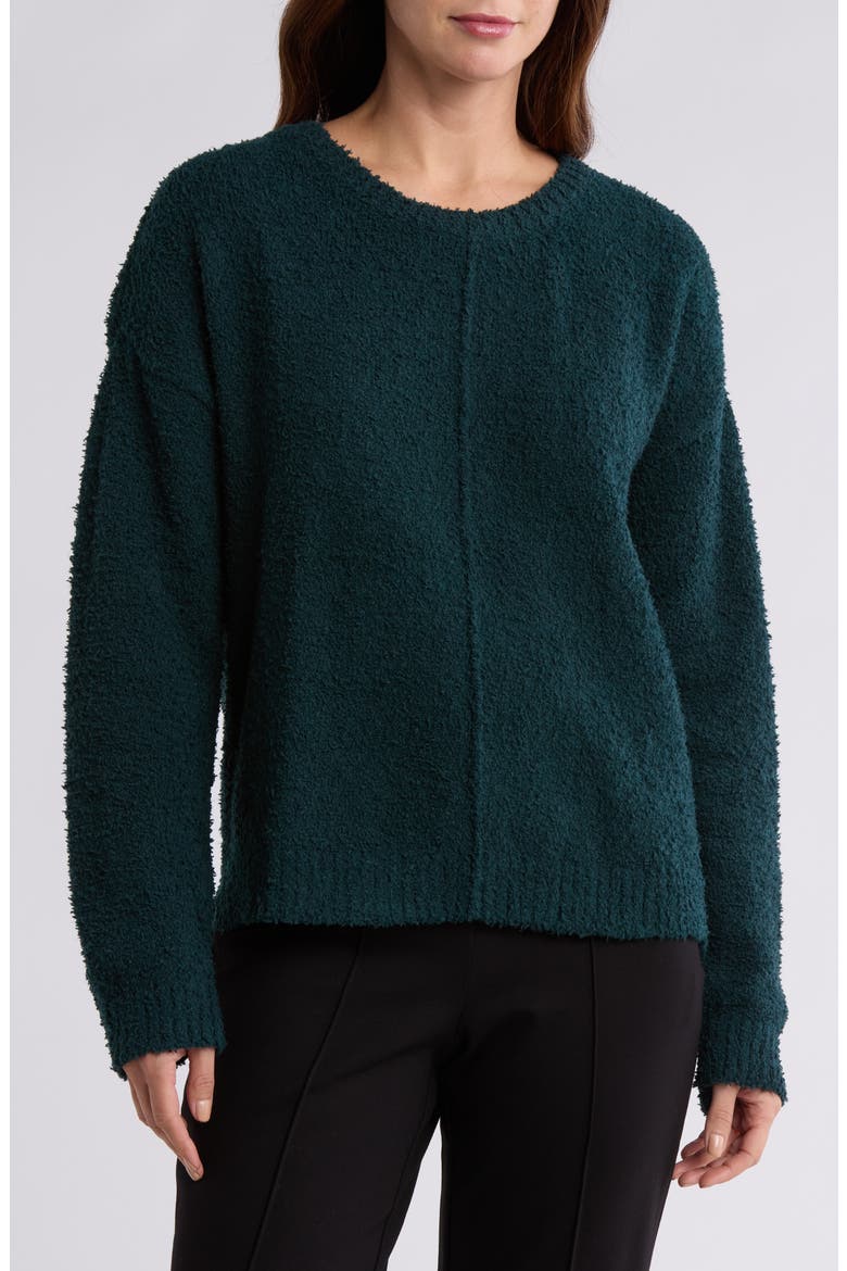 Silky Plush Step Hem Sweater, Main, color, DARK PEACOCK