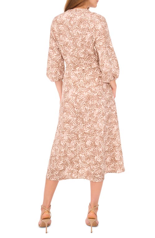 Vince Camuto Long Sleeve Tie Waist Dress In Brown