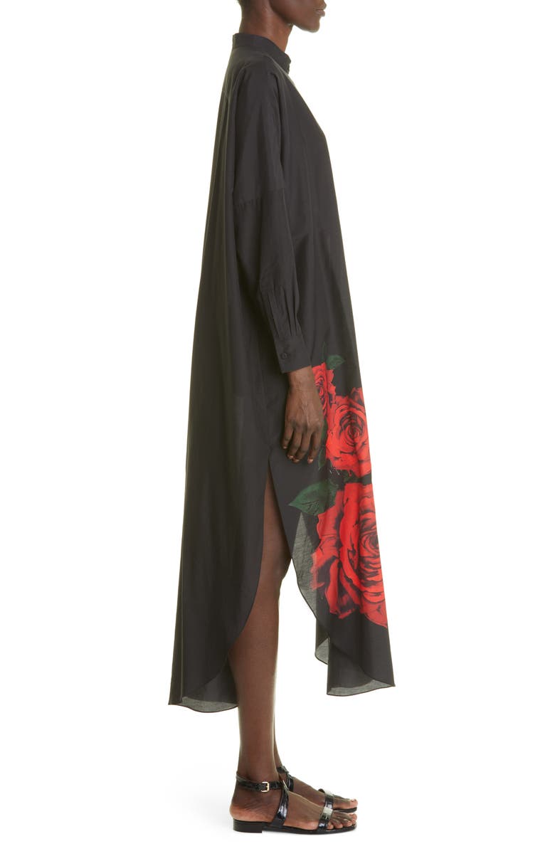Adam Lippes Rose Print Cotton Voile Caftan Dress, Alternate, color, 