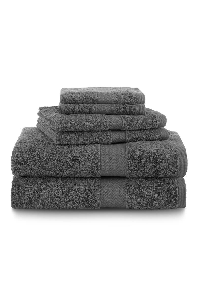 Ringspun 6-Piece Towel Set, Main, color, DARK GREY