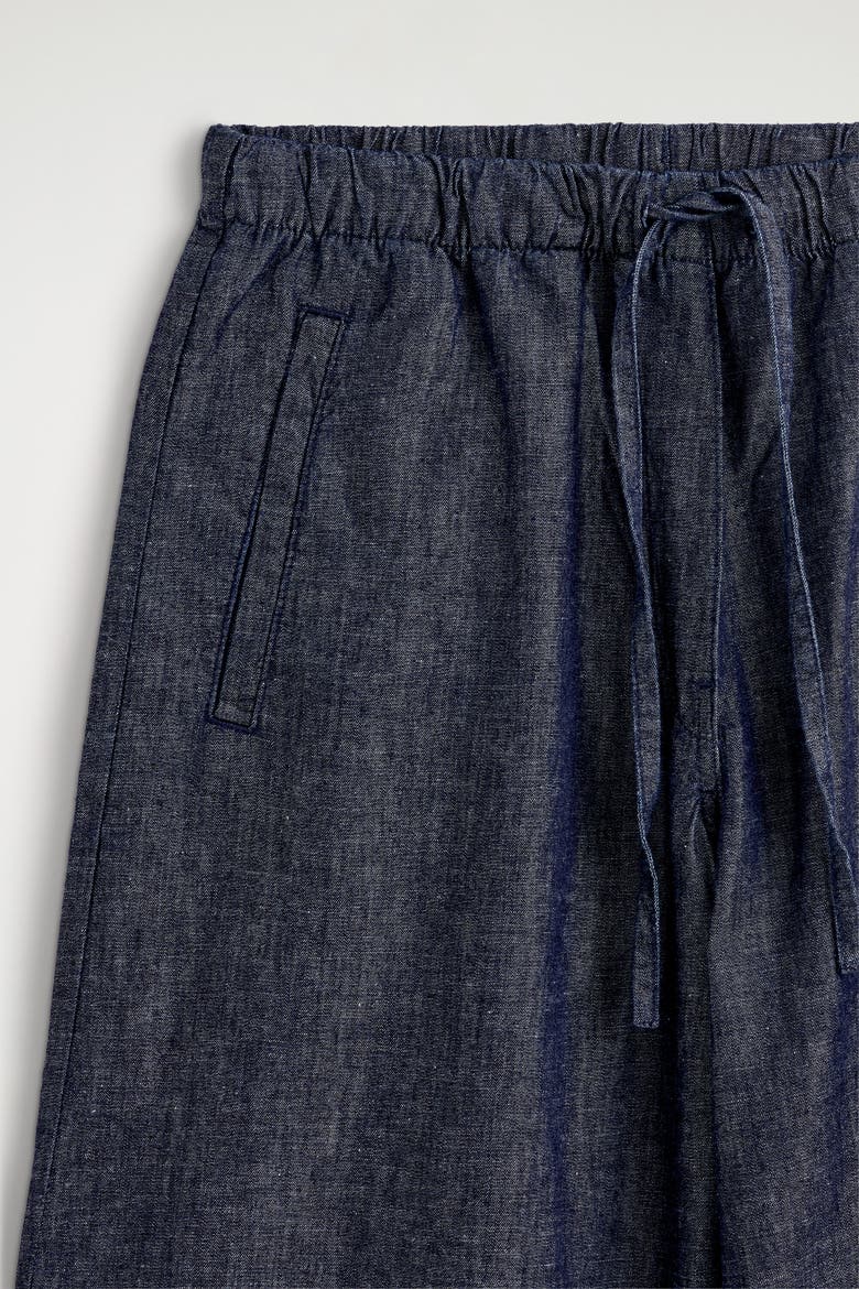Denim Wide-leg Drawstring Pants, Alternate, color, INDIGO