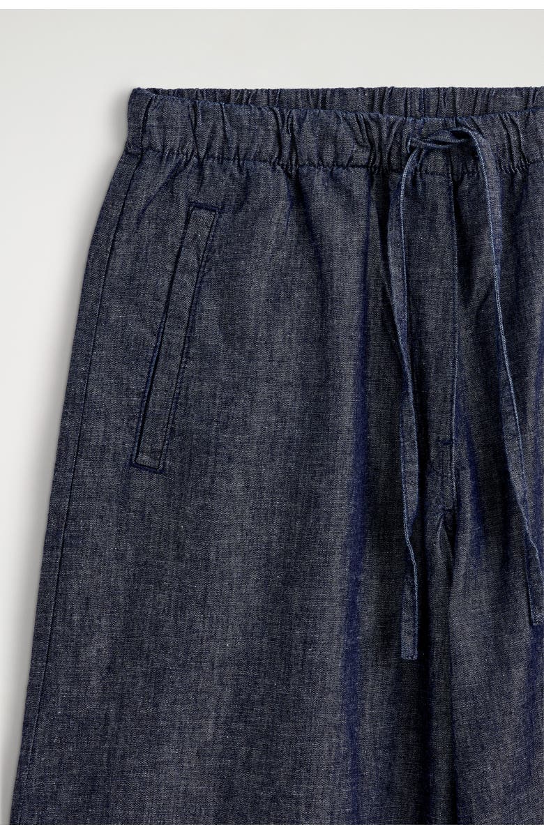 COS Denim Wide-leg Drawstring Trousers, Alternate, color, Indigo