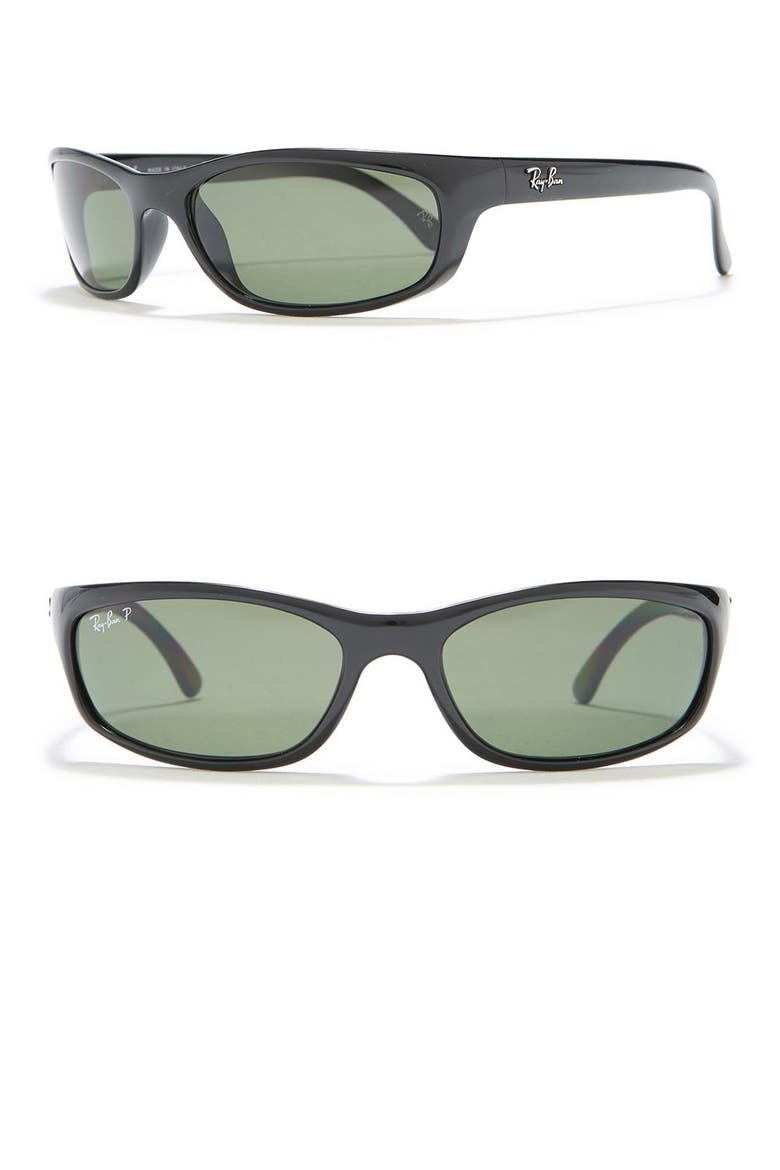 57mm Rectangle Sunglasses, Main, color, MATTE BLK