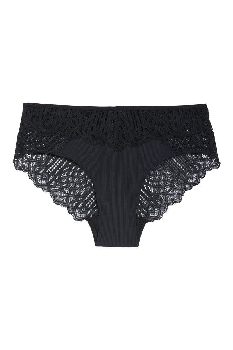 Nala Lace Trim Briefs, Alternate, color, BLACK