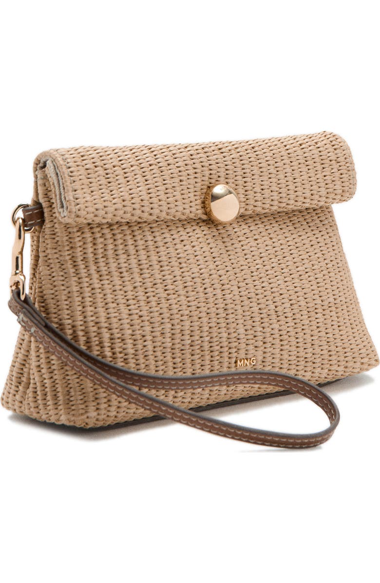 MANGO Woven Flap Wristlet, Alternate, color, Beige