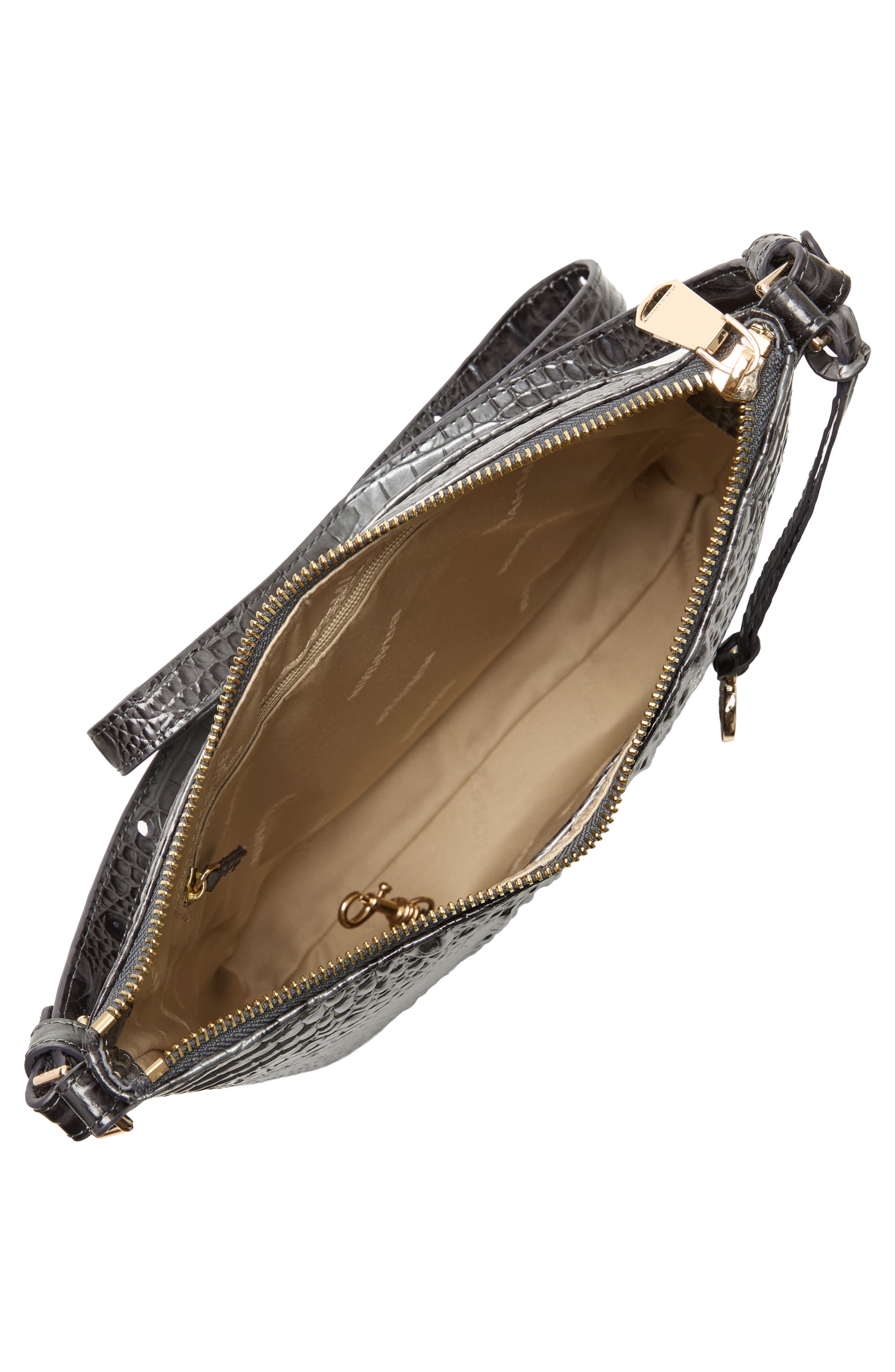 Brahmin Katie Croc Embossed Leather Crossbody Bag, Alternate, color, Charcoal Melbourne