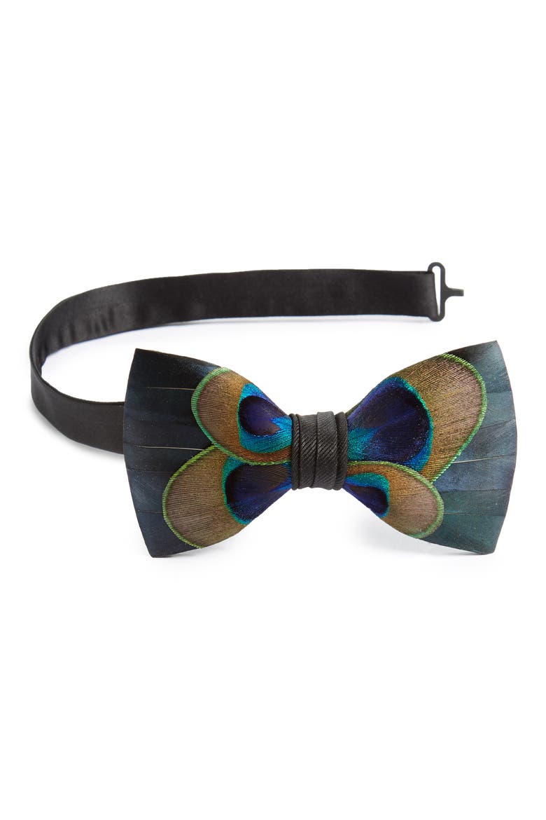 Aberdeen Feather Bow Tie, Main, color, BLUE