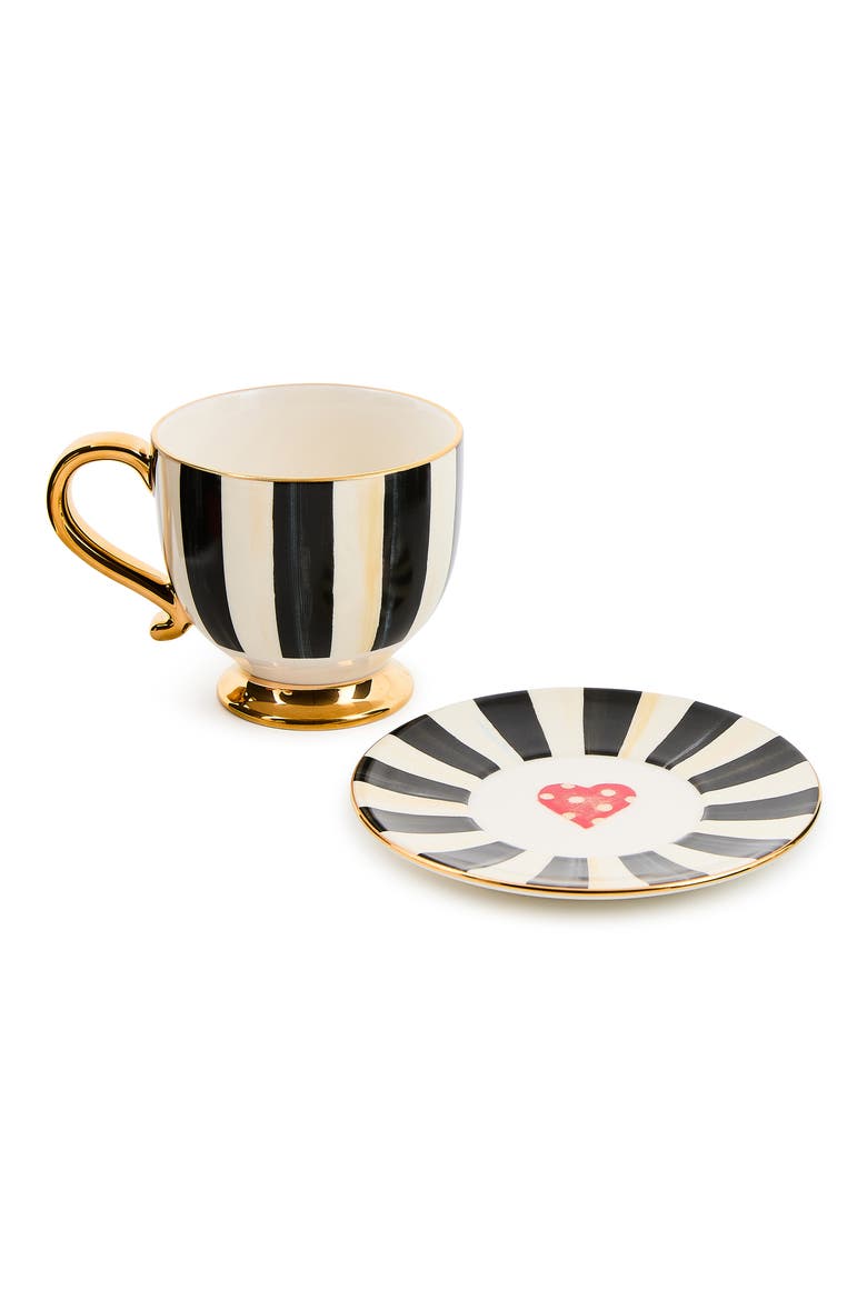 Courtly Stripe Cappuccino Cup & Saucer, Main, color, COURTLY