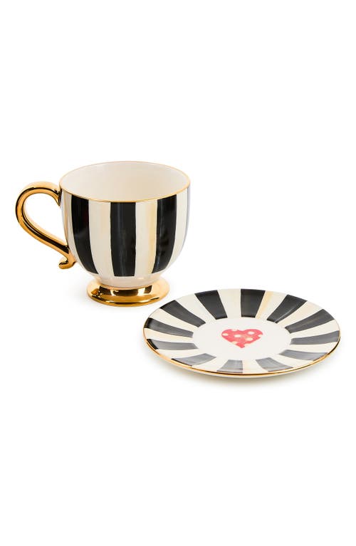 Mackenzie-childs Mackenzie Childs Courtly Stripe Cappuccino Cup & Saucer In Multi