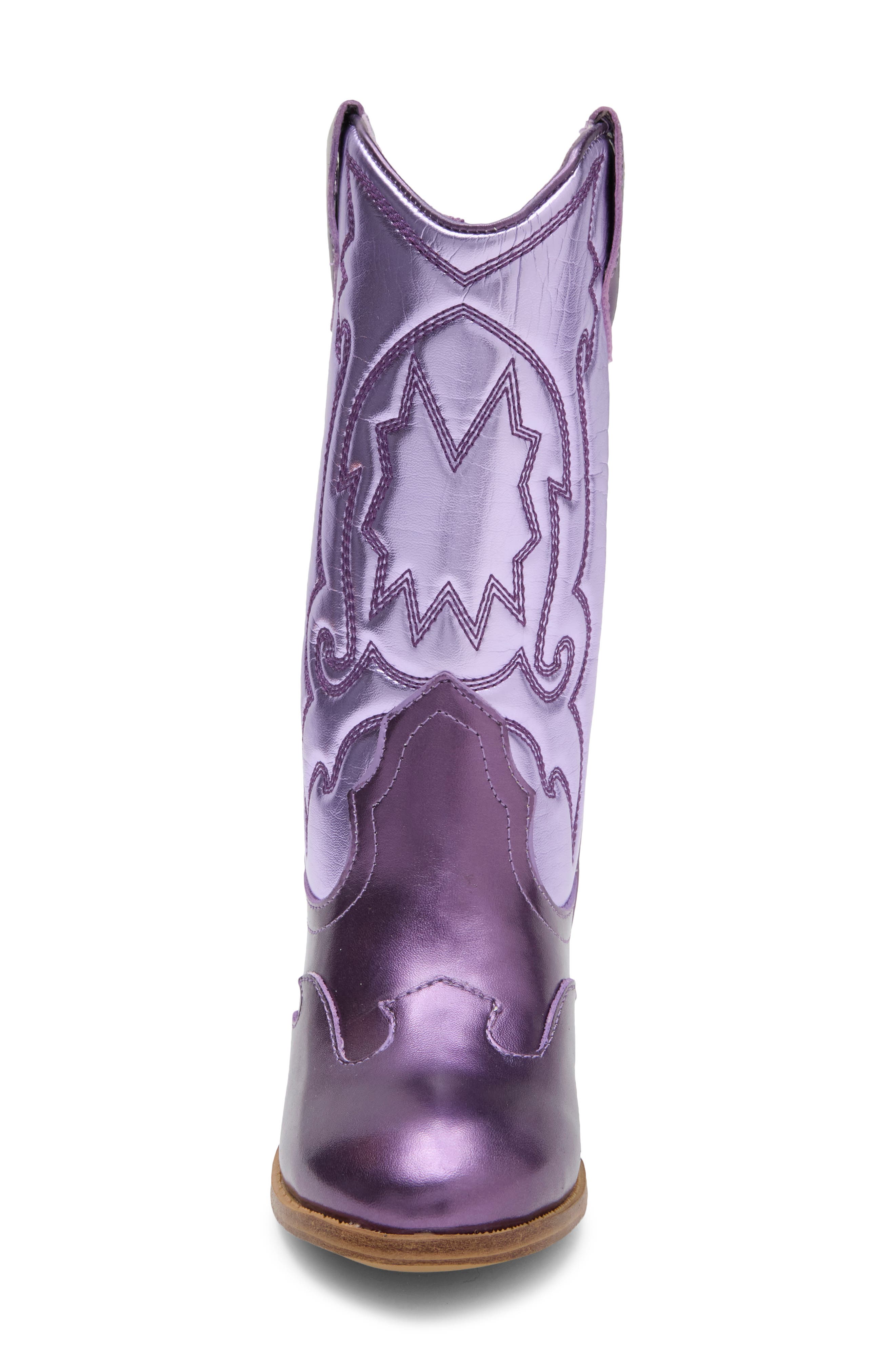 Kids' Carlee Western Faux Leather Boot, Alternate, color, PURPLE METALLIC