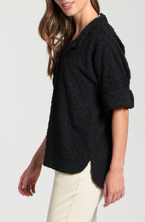 Apny Texture High/low Knit Top In Black