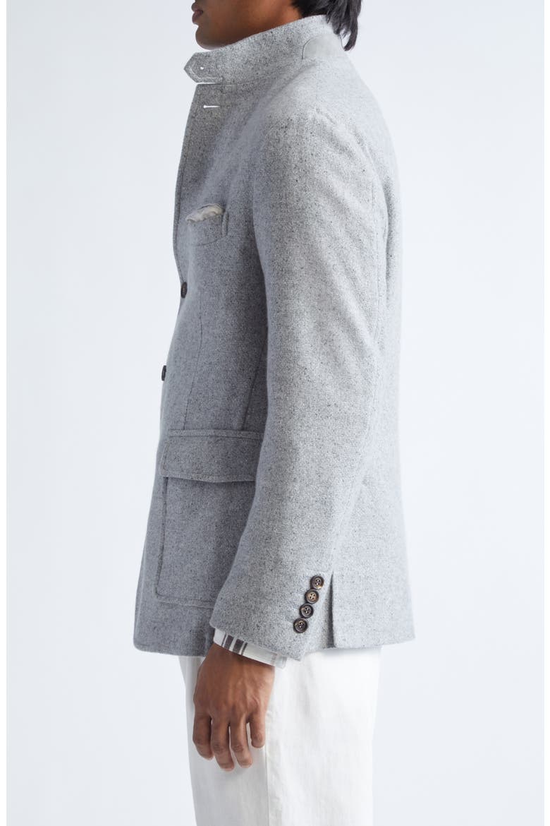 Single Breasted Cashmere & Silk Jacket, Alternate, color, LIGHT GRAY MELANGE