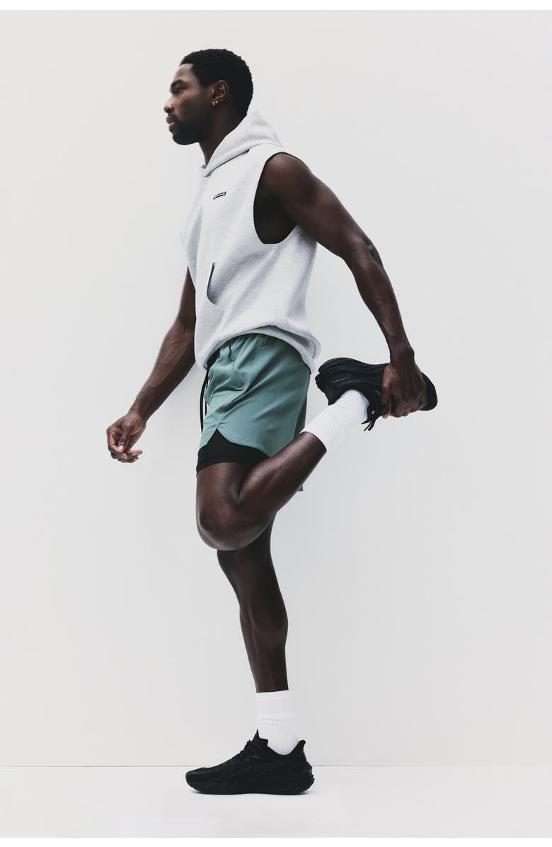 H&M Double-layered sports shorts with drymove, Alternate, color, Dusty Green