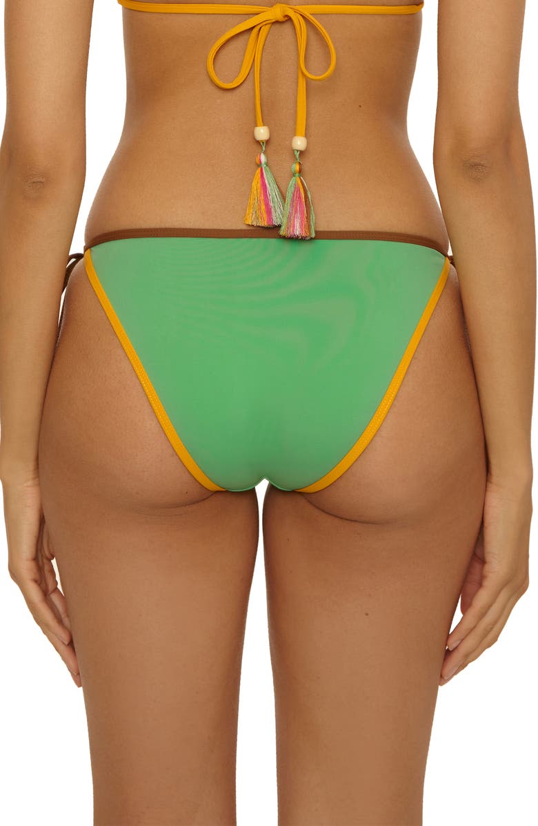 Lucky Brand Maldives Colorblock Tassel Tie Bikini Bottoms, Alternate, color, Sea Grass