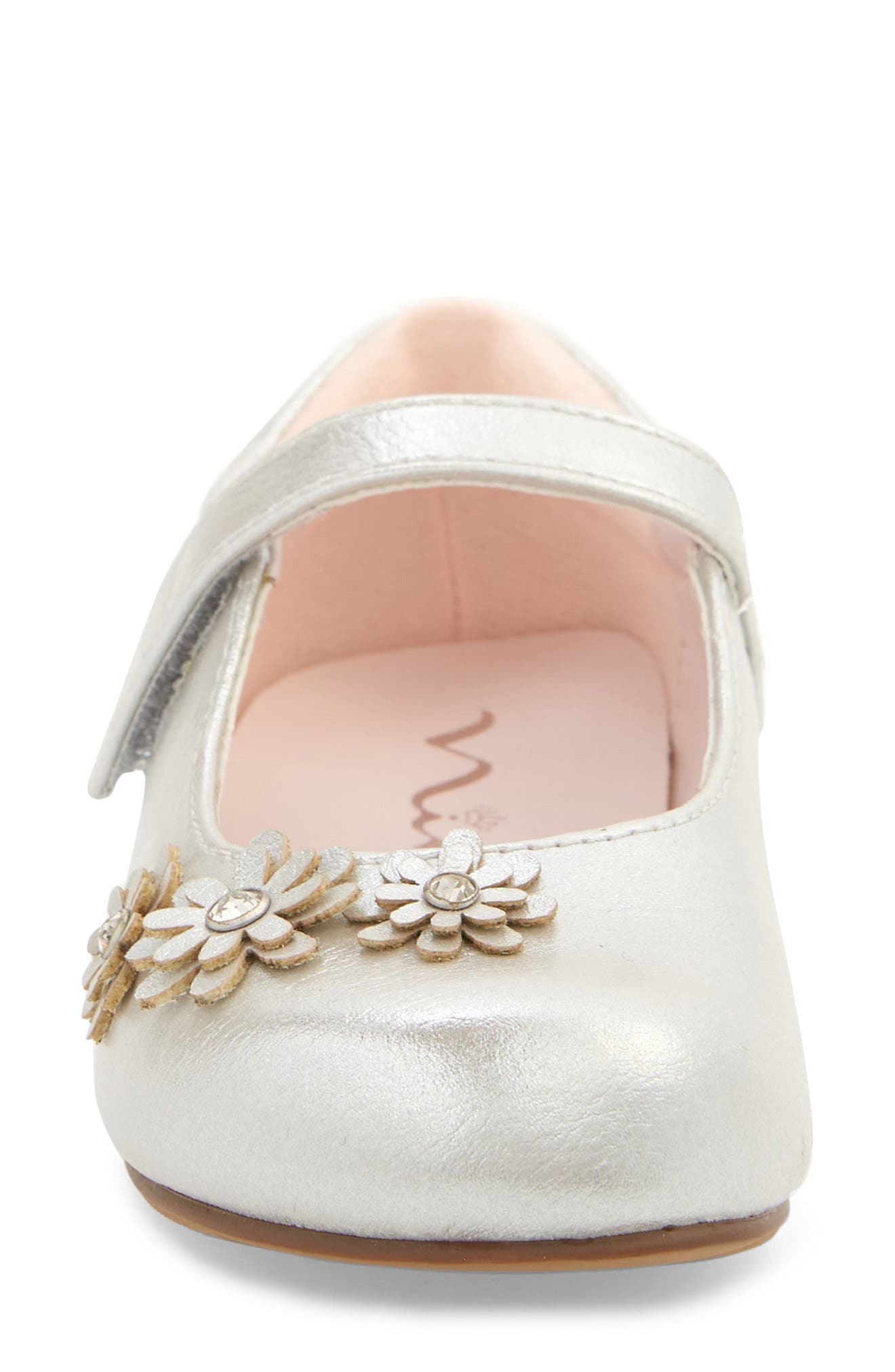Nina Kids' Daisy Mary Jane Flat, Alternate, color, Silver Shimmer