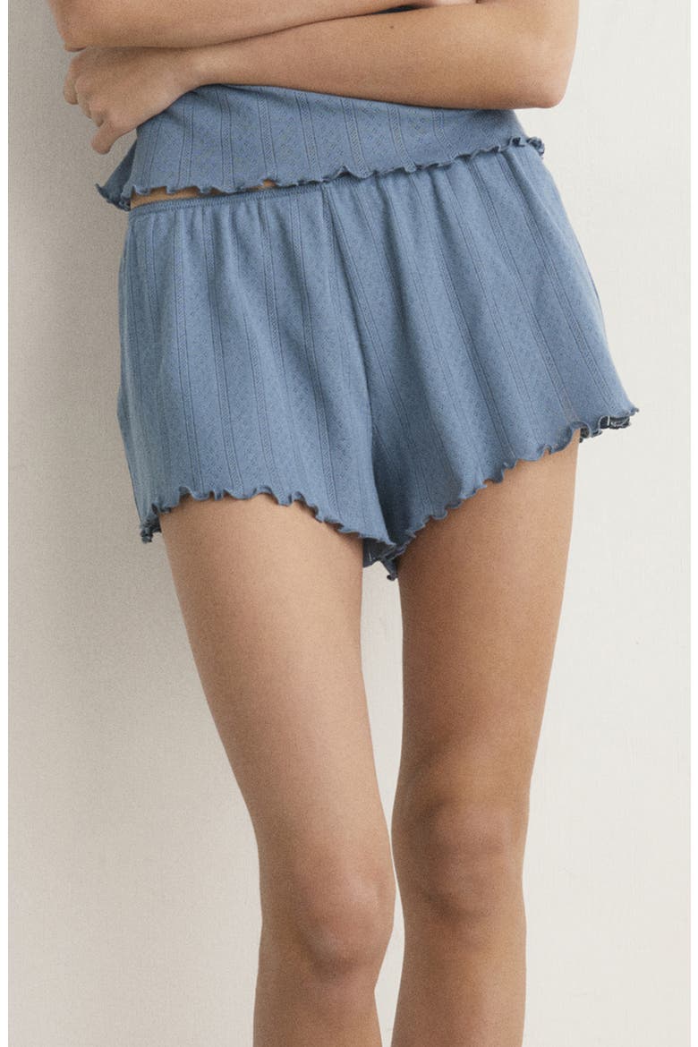 Pointelle Pajama Shorts, Main, color, INDIGO BLUE