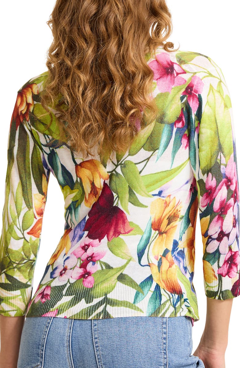 Tommy Bahama Verde Blooms Addison Linen Blend Convertible Wrap Cardigan, Alternate, color,