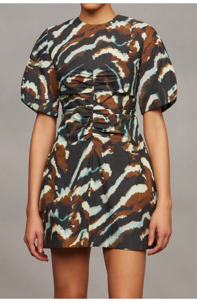 AMUR Tanner Puff Sleeve Mini Dress, Alternate, color, Aerial Terrain