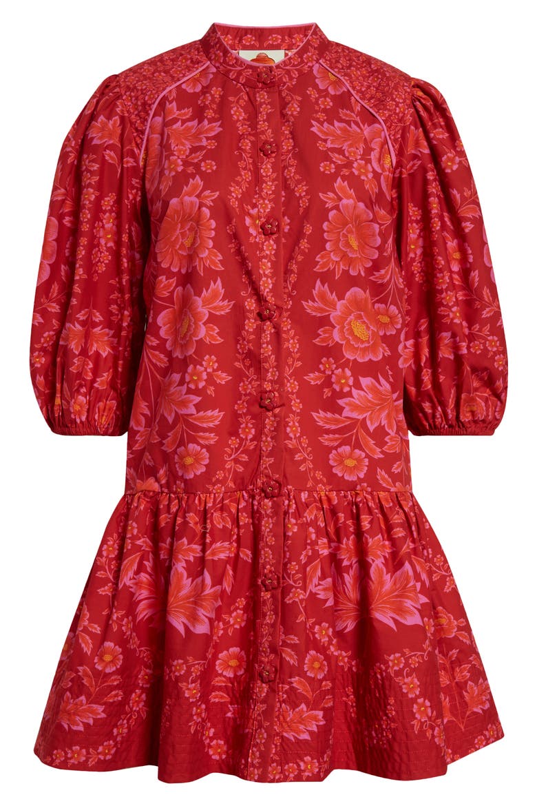 red olivia organic cotton mini dress Olivia Puff Sleeve Drop Waist Cotton Minidress (Women)