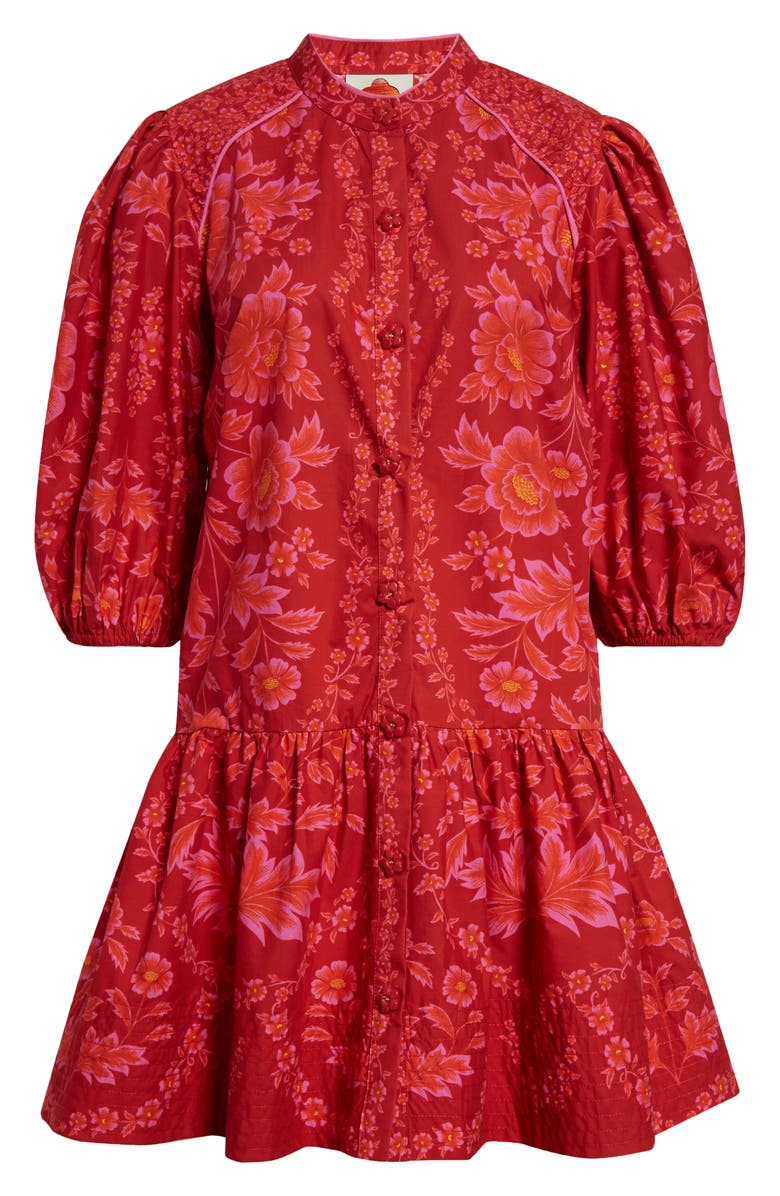 FARM Rio Olivia Puff Sleeve Drop Waist Cotton Minidress, Alternate, color, 