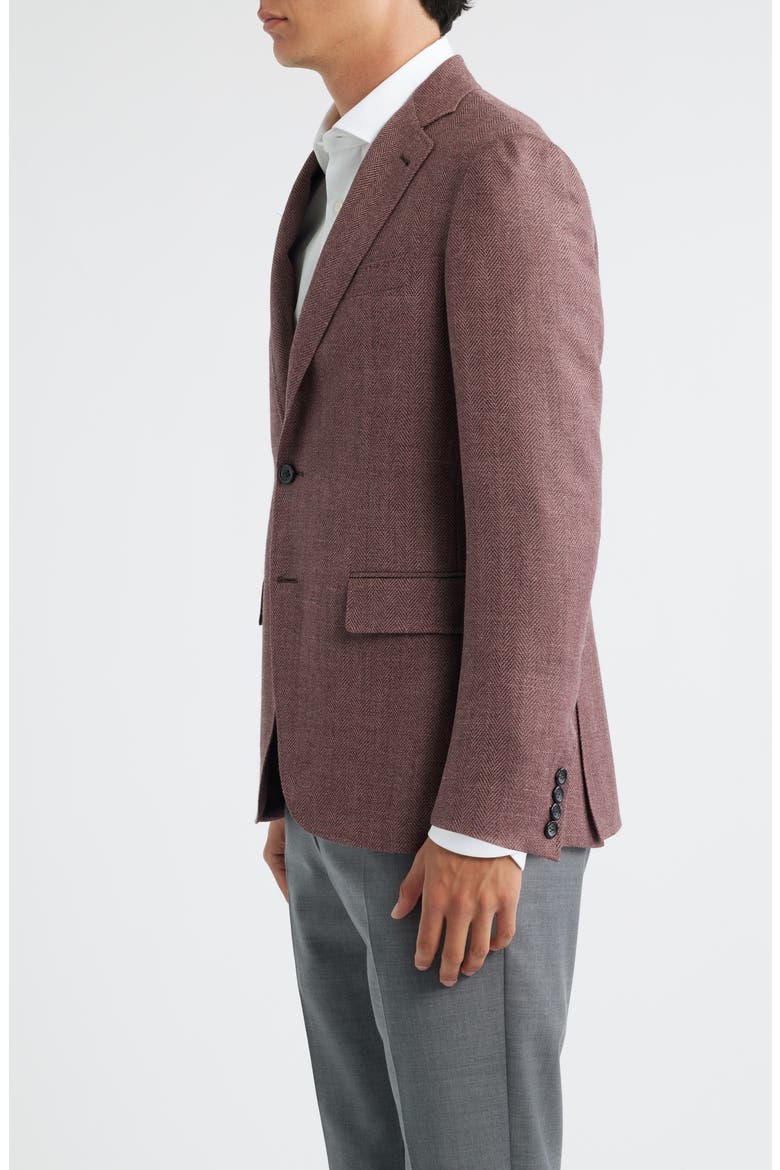 Kei Trim Fit Light Red Wool & Silk Blend Herringbone Sport Coat, Alternate, color, LIGHT RED