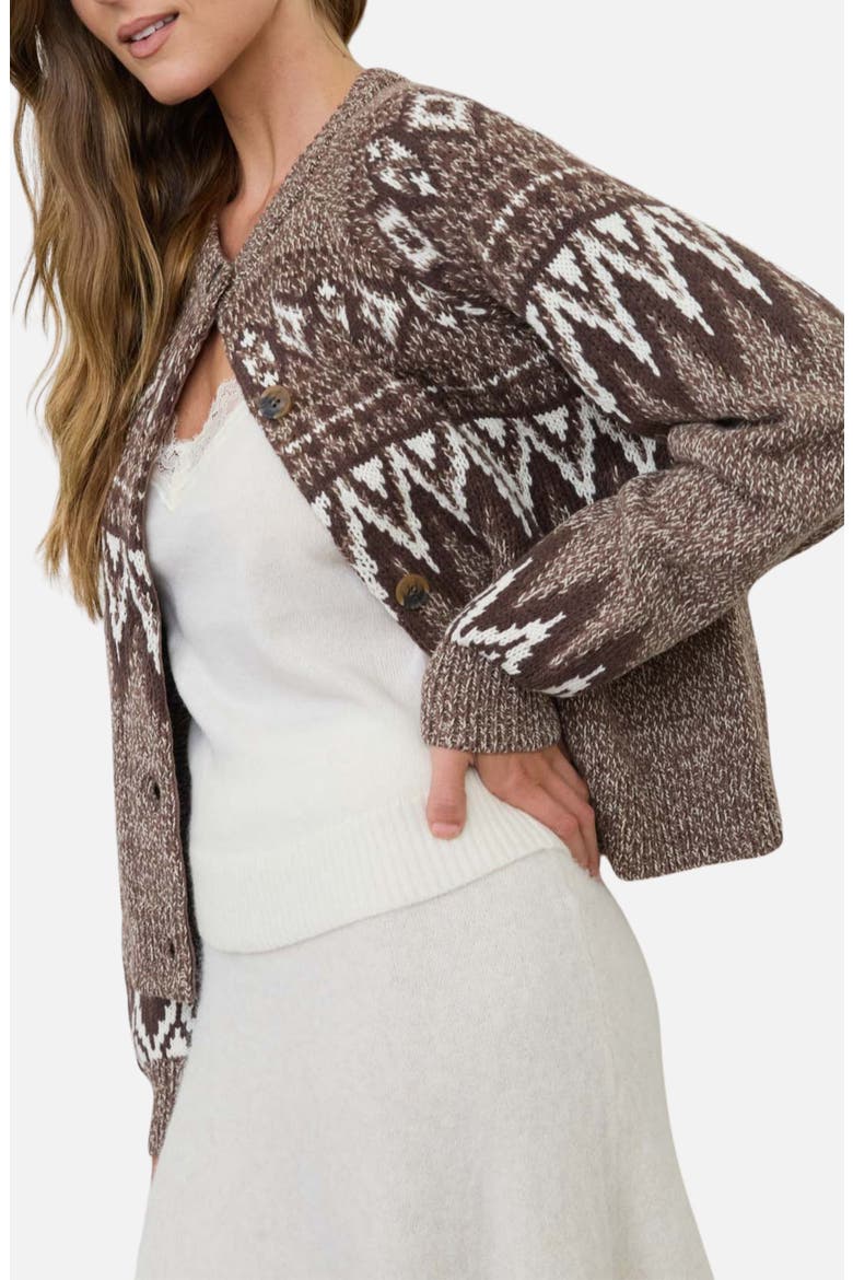 Fair Isle Marled Cardigan Sweater, Alternate, color, LIGHT MOCHA