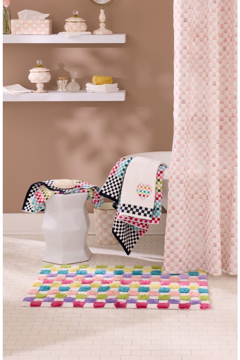 Rainbow Micro Check Cotton Blend Bath Rug, Alternate, color, PINK