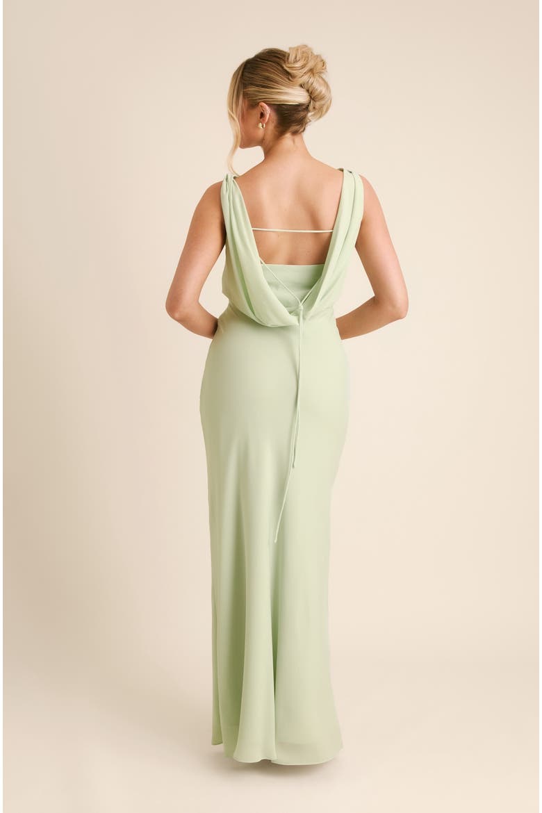 Plunge Cowl Chiffon Bridesmaid Dress, Alternate, color, Mint Green