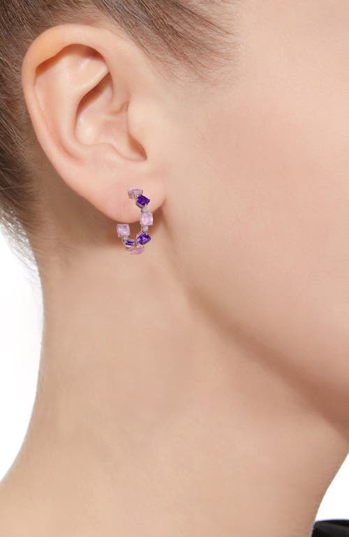 Kahn High Jewelry Rose Quartz & Amethyst Earrings With Diamonds In Pink & Purple