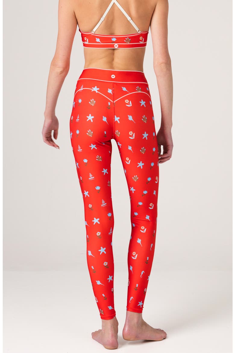 Red Tides High-Waisted Leggings, Alternate, color, Red