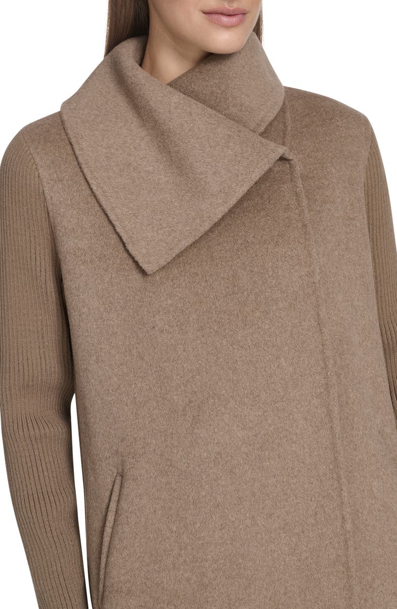 Kenneth Cole New York Asymmetric Collar Wool Blend Cloat, Alternate, color, Nutmeg