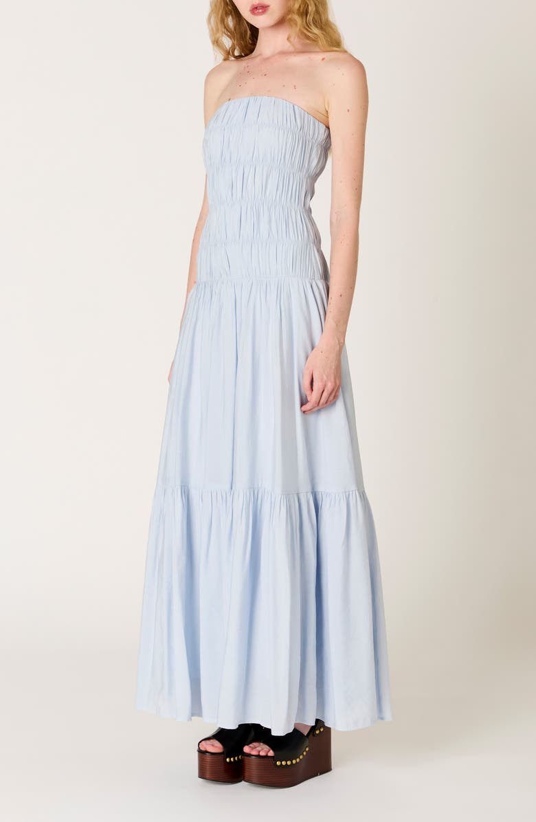 Nia Rocio Shirred Strapless Tiered Maxi Dress, Alternate, color, Air
