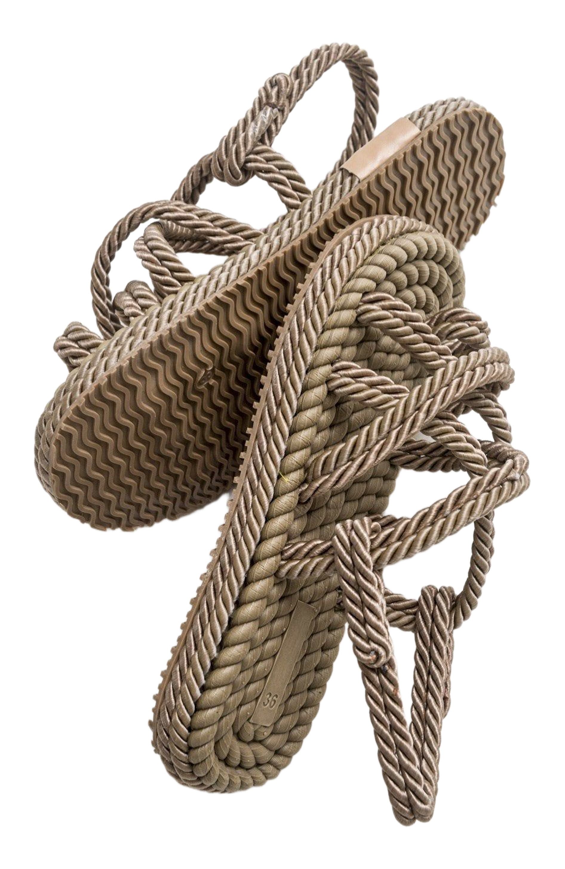 Prologue Shoes POMA Flat Sandal, Alternate, color, Dark Beige Faux Leather