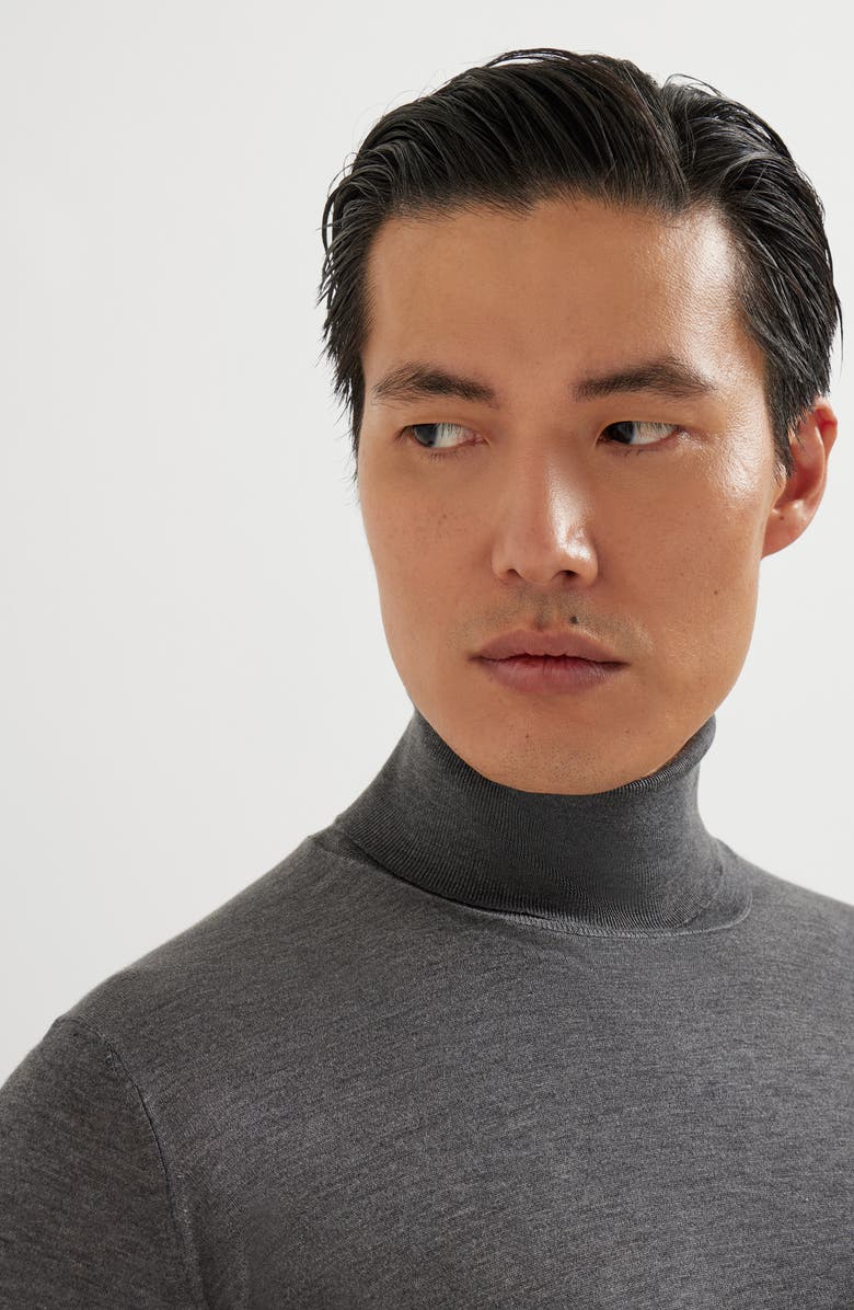 Brunello Cucinelli Lightweight turtleneck sweater, Alternate, color, Anthracite