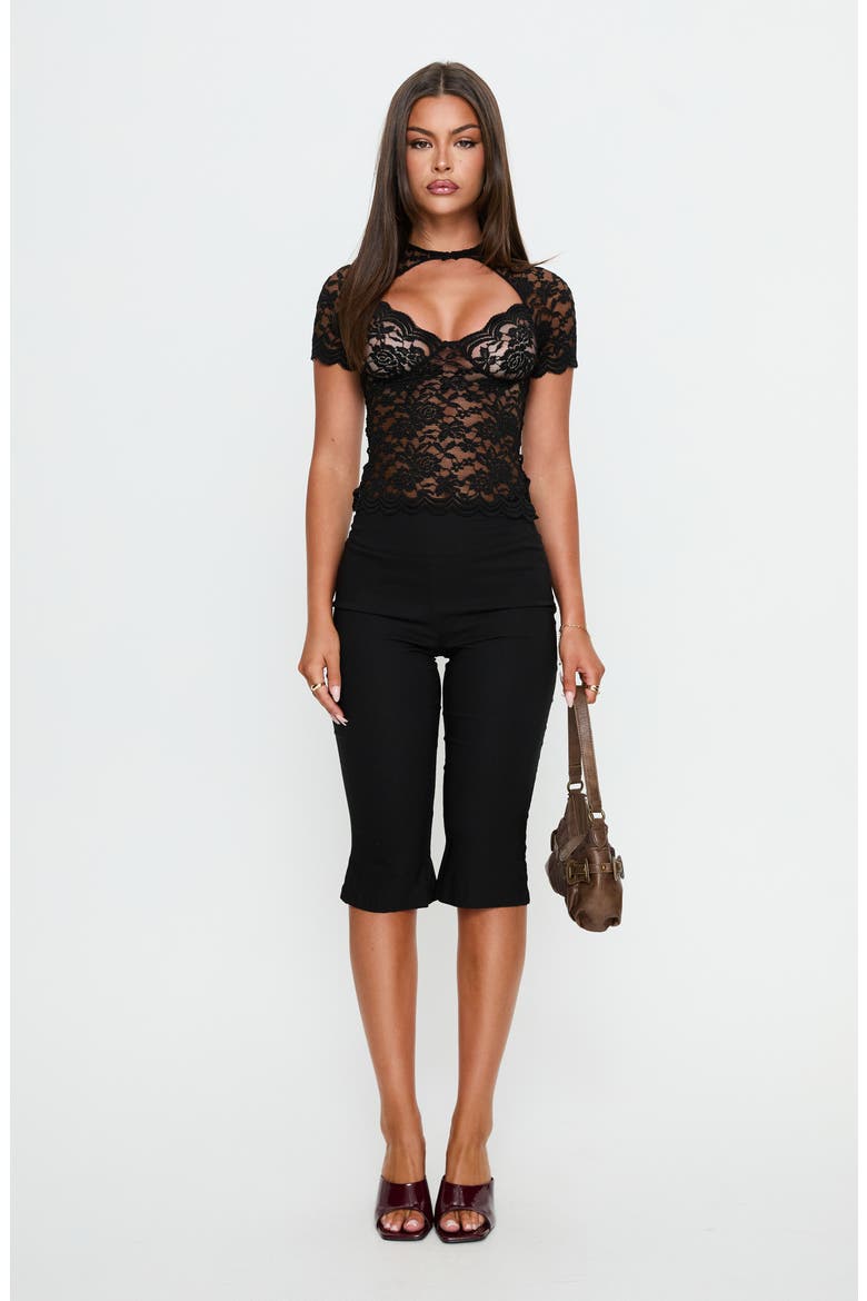 Giallo Cutout Lace Top, Alternate, color, BLACK