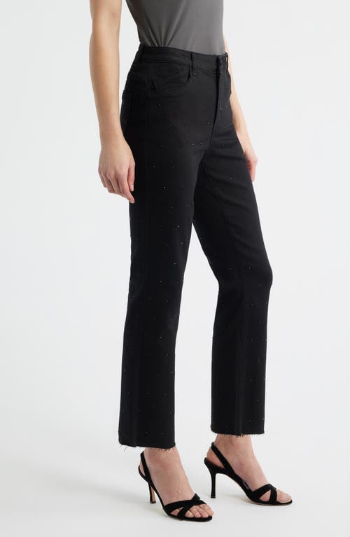 Wit & Wisdom Bennet Skyrise Diamante Raw Hem Barely Bootcut Jeans In Black