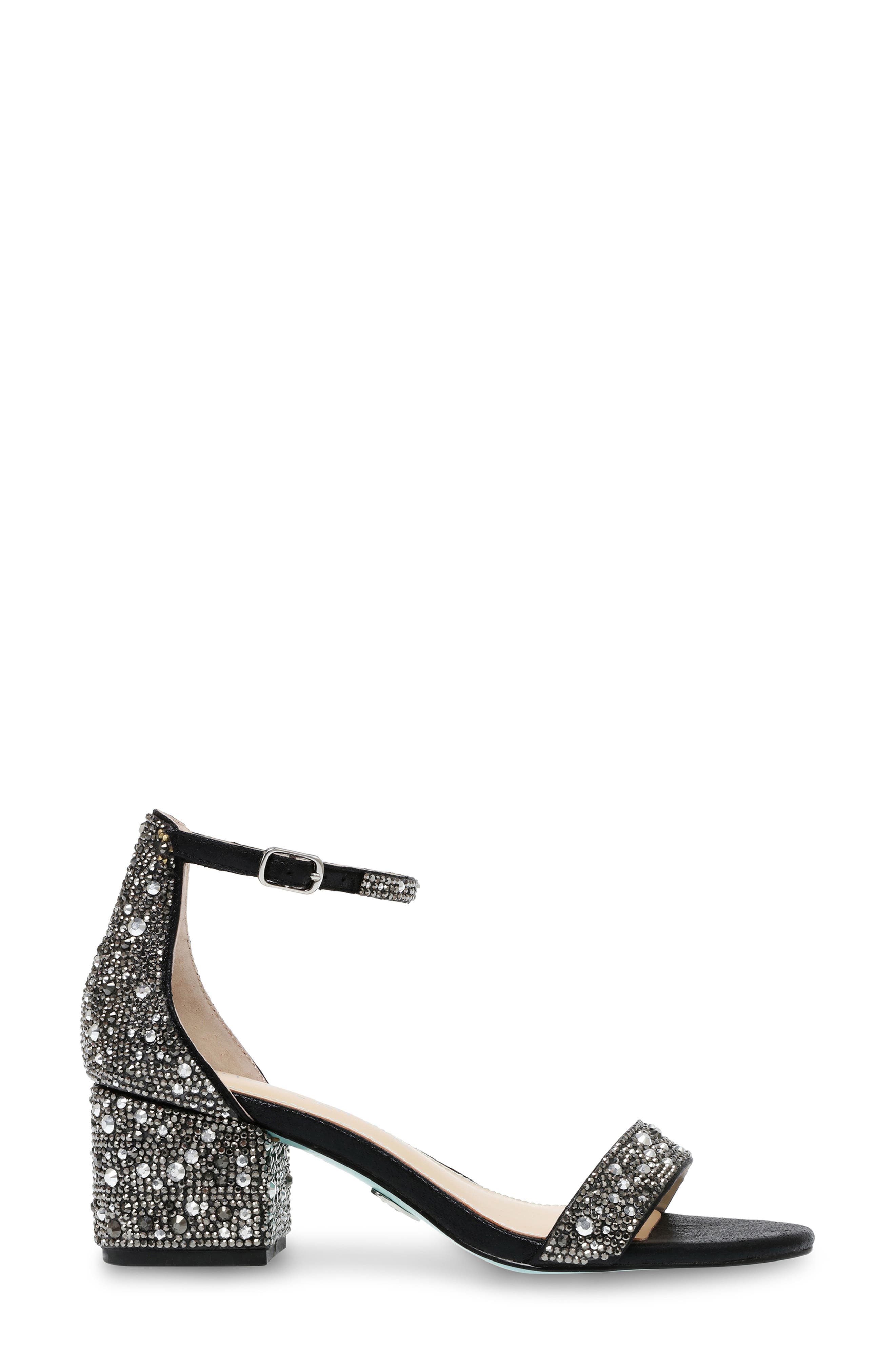 Betsey Johnson Mari Crystal Ankle Strap Sandal, Alternate, color, 