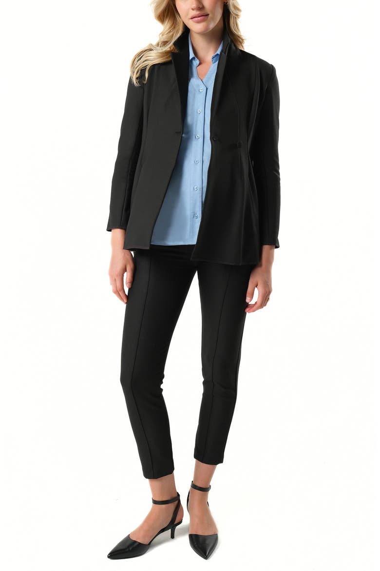 Women's Petite Tailored Maternity Workwear Blazer in Italian Stretch Suiting Fabric, Alternate, color, BLACK